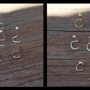 Yellow Gold Filled Itty Bitty Nose Stud Ring Bone L Bend Jewelry Tiny Piercing Flush or Ball End Small Minimal and Dainty image 6