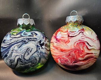Beautiful Alcohol Ink Resin Swirl Ornament Art Shatterproof Glitter