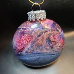 Beautiful Alcohol Ink Resin Swirl Ornament Art Shatterproof Glitter