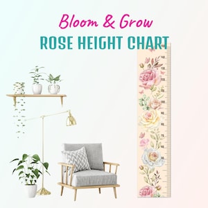 Floral Kids Growth Chart | Baby Shower Gift, Nursery Height Ruler, Personalized Wall Decor for Girls’ Room