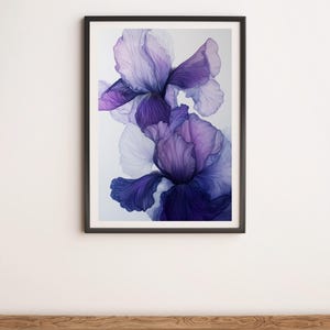 Purple Iris Flowers Wall Art Digital Poster Print