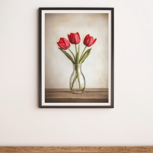 Drei Tulpen im Glas Wandkunst Digitales Poster Druck