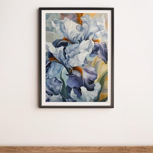 White Iris Flower Abstract Painting Wall Art Digital Poster Print