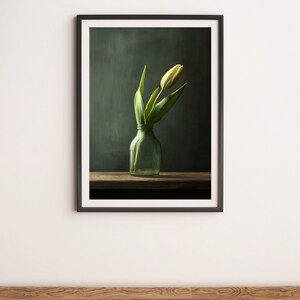 Gelbe Tulpe im Glasgefäß Art Digital Poster Print
