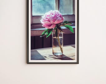 牡丹の植物の水墨画、牡丹の花、水墨画の花、オリジナルの水墨画
