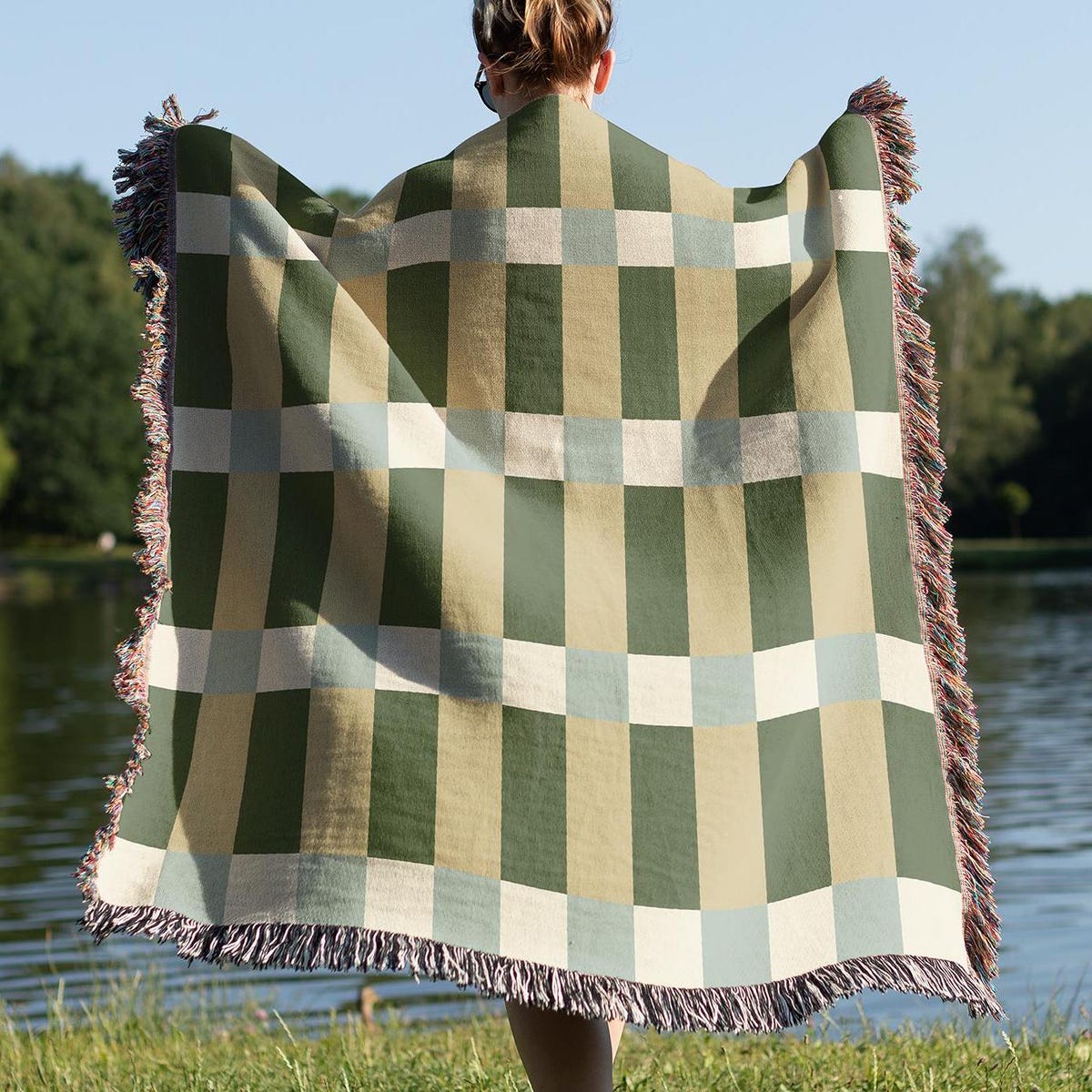Plaid Checkered Woven Blanket Earthy Green Beige Rustic Retro-style Home Decor Throw Cozy Textile Bedding Gift Vintage Lap Cover Sofa - Etsy