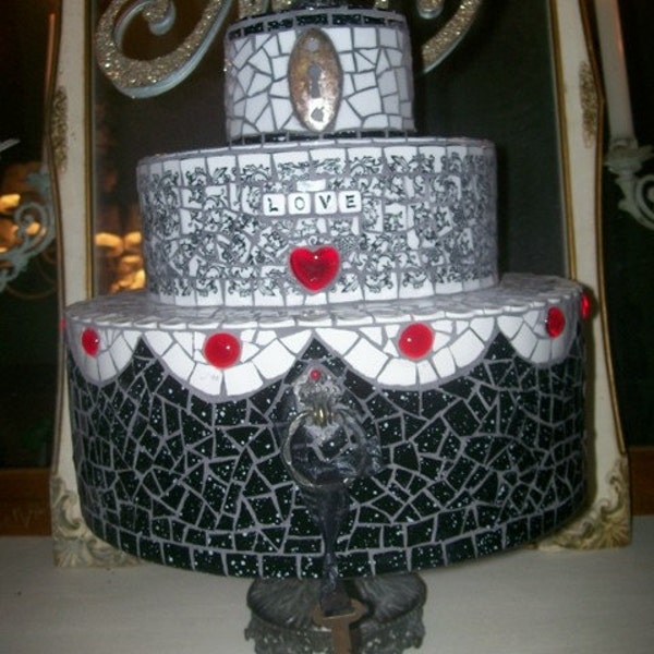 SOLD Mosaic Love Cake on HOLD for Catherine