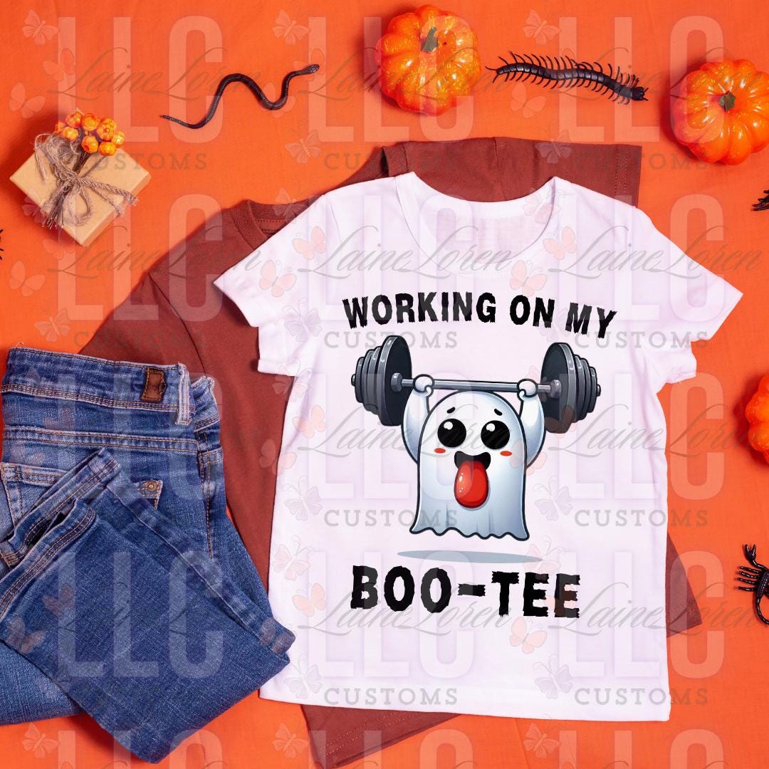 Working on My Boo-tee PNG, Cute Ghost Boo-workout Halloween Characters ...