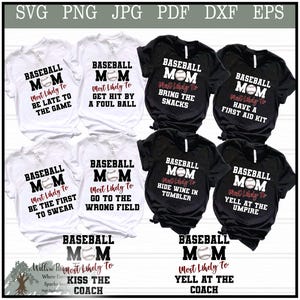 Pacchetto mamma baseball / Divertente baseball in formato svg/png / Maglietta e bicchiere per mamma baseball / Magliette per mamme molto probabilmente / Magliette divertenti molto probabilmente / bicchiere