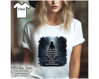 Camiseta "Somos los espíritus de las brujas que quemaste" / Camiseta de witchcore femenino oscuro / Camiseta de empoderamiento wiccano gótico / Cita de bruja de Salem