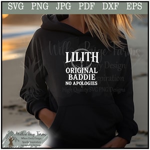 Lilith Original Baddie Svg png jpg eps pdf dxf | White & Black Witch Symbol Clipart | Feminist Dark Goddess Wiccan Empowerment Shirt Design