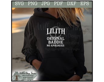 Lilith Original Baddie Svg png jpg eps pdf dxf | Clipart symbole de sorcière blanc et noir | Conception de chemise féministe d'autonomisation de la déesse noire wicca