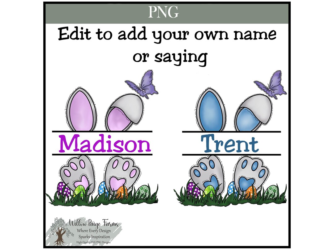 Easter Bunny Name Frame: Pink & Blue PNG Files (digital Download) - Etsy