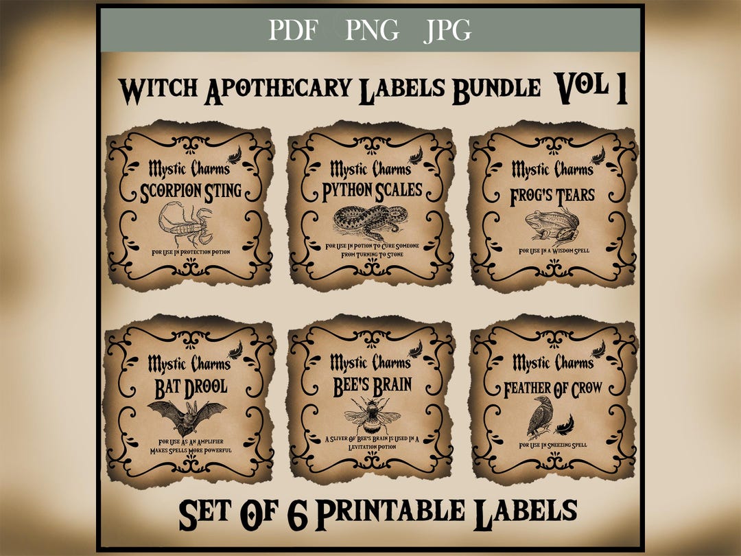 Witch Apothecary Labels Bundle Vol 1 Witchy Jar Label Printable Witch ...