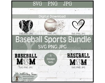Baseball Sports Graphics Bundle: SVG, PNG, JPG (Digital Download)