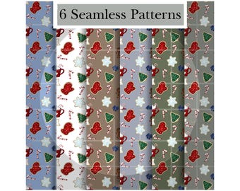 Christmas digital paper | Seamless Patterns | Holiday Digital Paper (6 JPG or PNG)