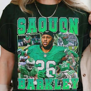 Camiseta Saquon Barkley, camiseta Fly Saquon Barkley, camisetas gráficas Saquon Barkley, camiseta de estilo vintage de fútbol