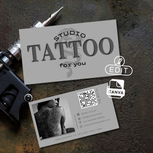 Tattoo Studio Branding Template - Tattoo Artist Business Card - Tattoo Shop Social Media - Tattoo Shop Branding - Qr Code Template - BC21