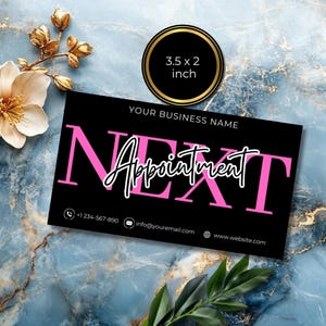 Cartão de consulta editável, lembrete de reserva, modelo de consulta de salão, design personalizado do Canva, cabeleireiro, cartão de visita de salão, AP02.