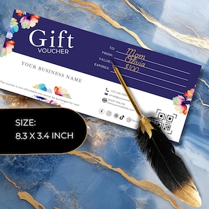 Gift Certificate Beauty Salon, Editable Gift Voucher Template, Printable Salon Gift Card, Nail Spa Voucher, DIY Beauty Gift Card, GV08.