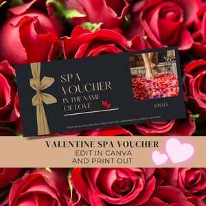 Valentijnsdagcadeaubon Canva downloaden | Cadeaubon | SPA-dagcadeaubon | SPA-certificaat | Zelf afdrukbare cadeaubon, GV15.