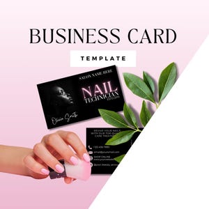 Nagel Visitenkarte Vorlage | Visitenkarten Design | Qr Code Karte | Maskenbildner | Nagel Logo | Diy Marketing Card Template Design |  BC11.