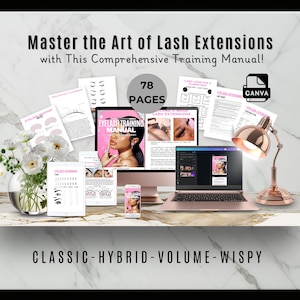 Eyelash Training Manual - Editable Lash Course - Classic Hybrid Volume - Lash Training Manual With Certificate - Eyelash Extensions EC01.