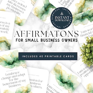 Cartes d'affirmation imprimables pour les propriétaires de petite entreprise, affirmations positives, loi de l'attraction, soins personnels, citations motivantes, AF03.