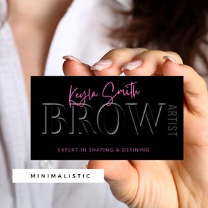 Modelo de cartão de visita Brow, design editável Canva, microblading e artista PMU, cartão de visita personalizável, cartão de visita de artista PMU, BC17.