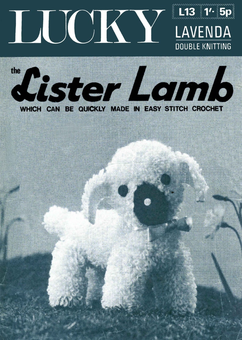 Vintage Soft Toys Lamb Crochet Pattern and Dog, Knitting Pattern 1960 PDF Pattern, Lister 13 image 1