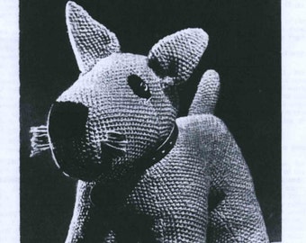 peluche vintage "Tim le Terrier" environ 12" de hauteur, modèle de tricot, modèle 1950/1960 (PDF), Weldons 305