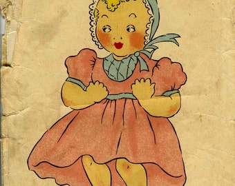 Vintage Soft Toy Doll Approximately 13" High, Sewing Pattern, 1940s (PDF) Pattern, DeBarry 17