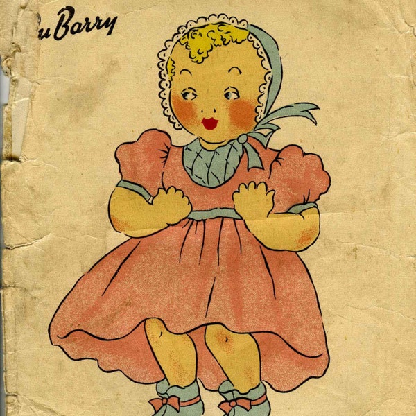 Vintage Soft Toy Doll Approximately 13" High, Sewing Pattern, 1940s (PDF) Pattern, DeBarry 17