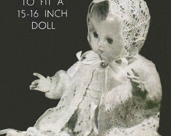 Vintage Dolls Clothing (Layette) for 15"-16" Doll, Knitting Pattern, 1940 (PDF) Pattern, Bestway 2233