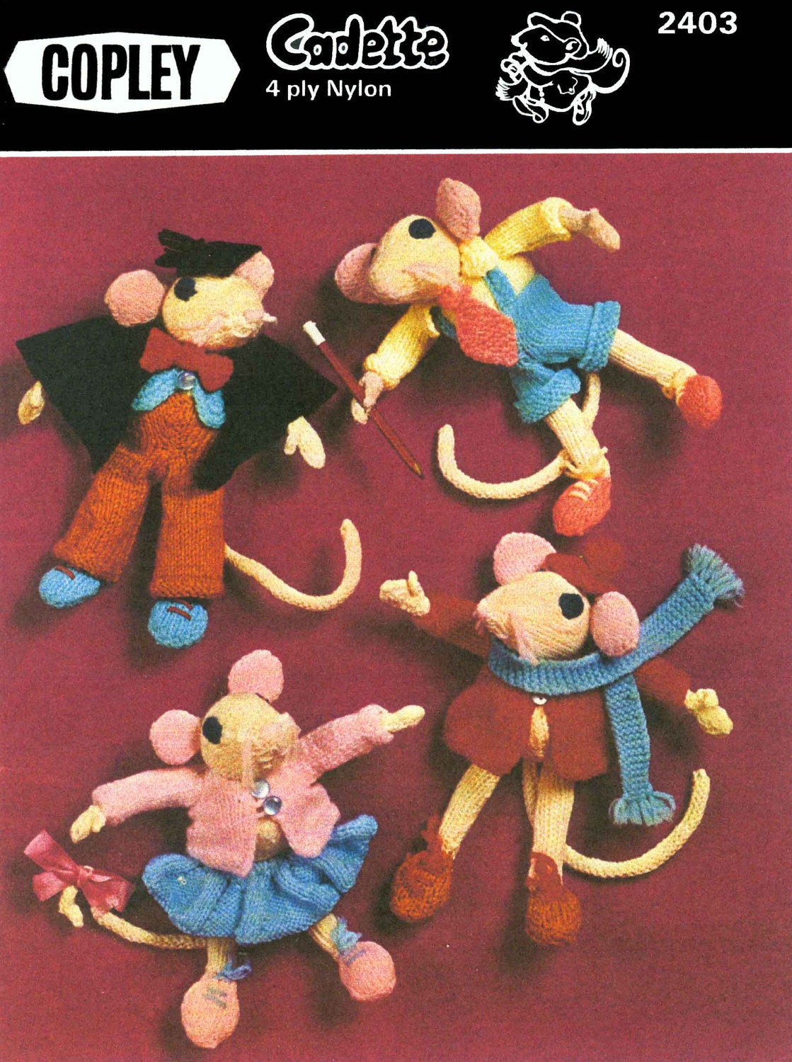 Vintage Soft Toys the Mouse Family, Charlie, Mandy, Marcus, Marty