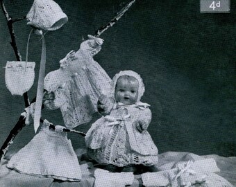 Vintage Doll's Clothing to Fit 10" Doll, Knitting Pattern, 1950/1960 (PDF) Pattern, Lavenda 1072