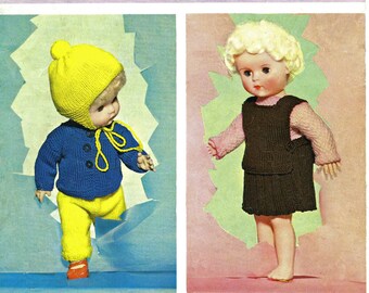 Vintage Doll Clothes Knitting Pattern - Patons 9391