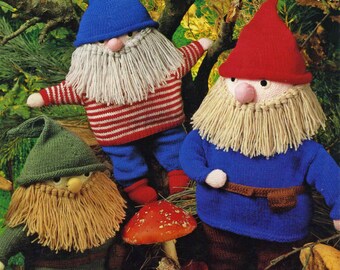 Vintage Gnome Pixey's  Size's 18"+15" (3 Styles) Knitting Pattern, 1970 (PDF) Marriner 1989