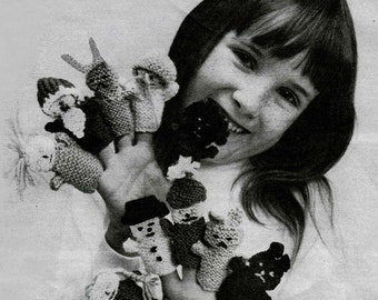 Vintage Finger Puppets, 10 Little Charictors, Knitting Pattern, 1960 (PDF) Pattern, Dale Stratford 7