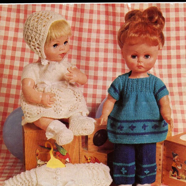 Vintage Doll's Clothing Modern Dolls Set & Baby Doll's Set, Knitting Pattern, 1950 (PDF) Pattern, Copley Lotus 9033