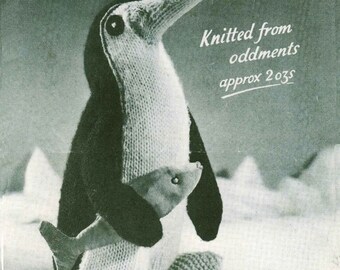 vintage Penguin Soft Toy, Modèle de tricot, 1950/1960 (PDF) Modèle, Homecraft 340