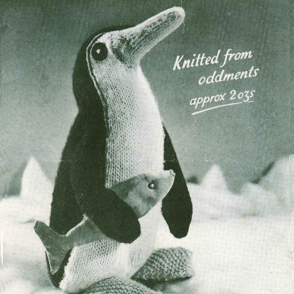 Vintage Penguin Soft Toy, Knitting Pattern, 1950/1960 (PDF) Pattern, Homecraft 340