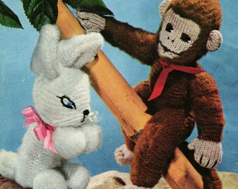 Vintage Monkey and Rabbit Knitting Pattern - DS 1