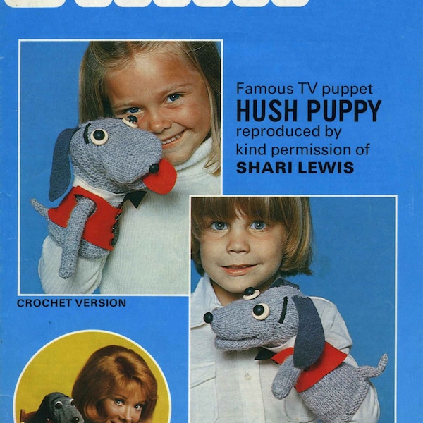 Vintage Hand Puppet, Hush Puppy, Knitting & Crochet Pattern, 1970 (PDF) Pattern, Patons 1477