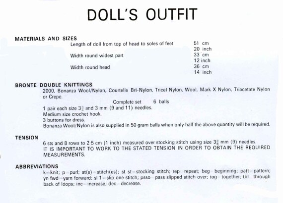 Vintage Doll s Outfit for 20 Doll length of Doll From Top of Head