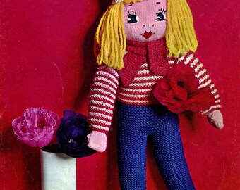 Vintage Soft Toy Doll Knitting Pattern Patons 5042