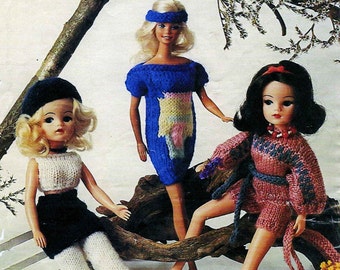 Vintage Fashion Doll Clothes Knitting Pattern - Bronte 713