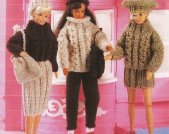 Vintage Fashion Doll, Short and Long Skirts, Sweater, Trousers, Hat/Beret, Rucksack or Bag, Knitting Pattern, 1960 (PDF) Pattern, Wendy 4627