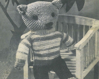 Teddy Bear Knitting Pattern 1950s PDF Homecraft 319