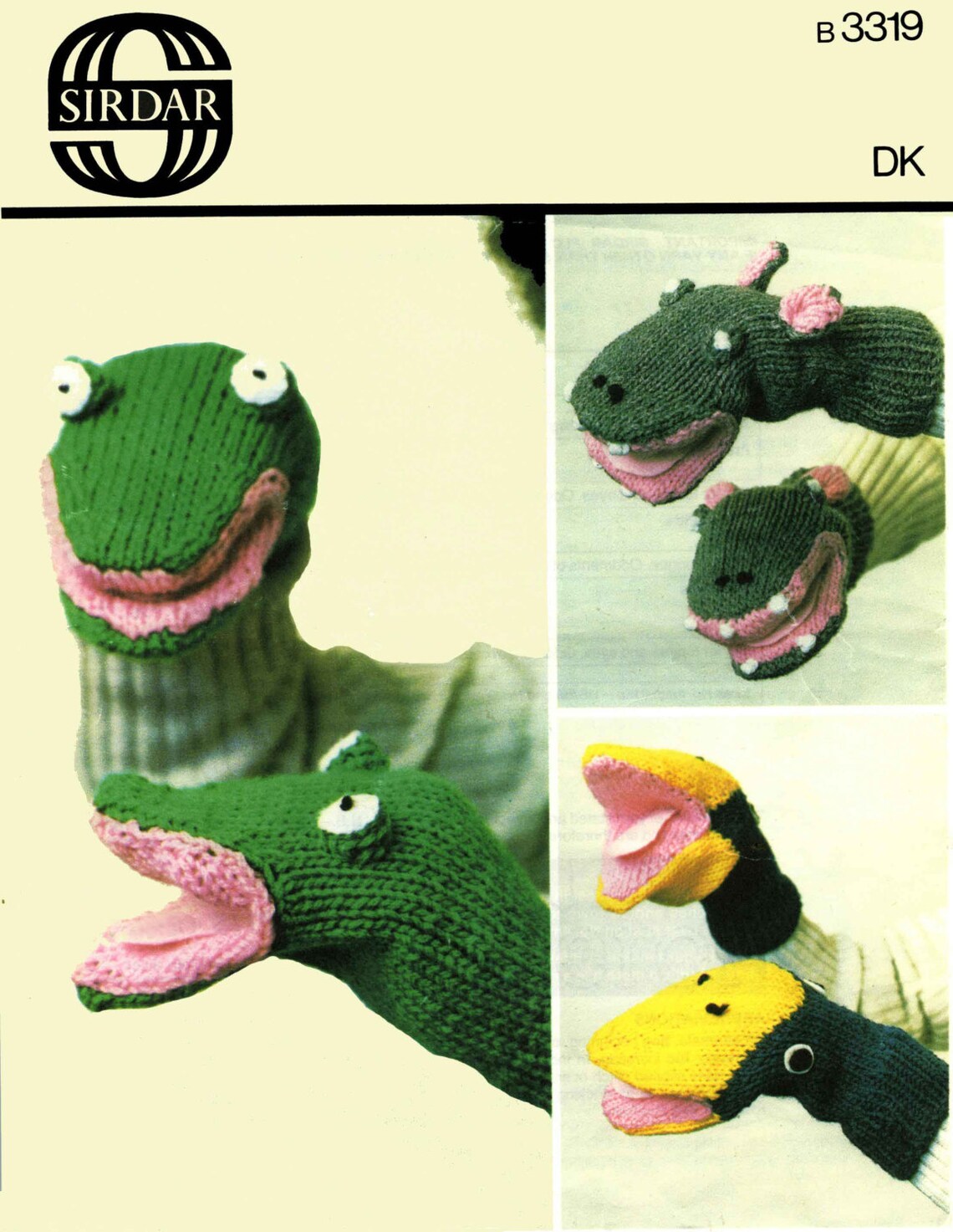 Vintage Hand Puppets Animal Mitts froghiippobird Knitting Etsy UK